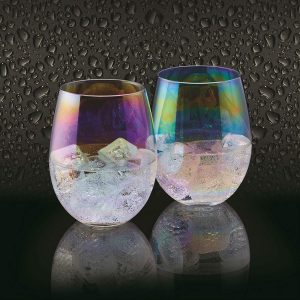 Vasos de cristal iridiscente